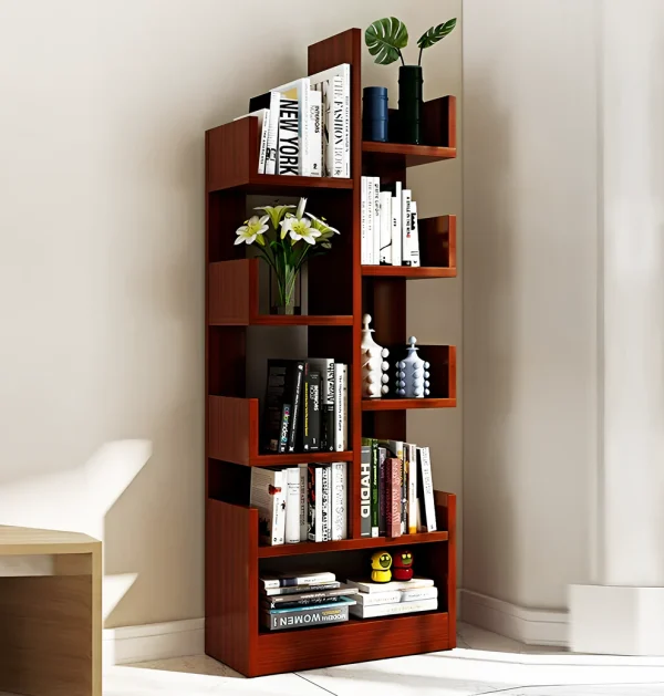 6 Tier L-Shaped Wooden Bookshelf - Image 2